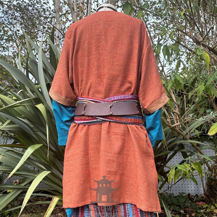 medieval woven tunic orange brown for fantasy costume