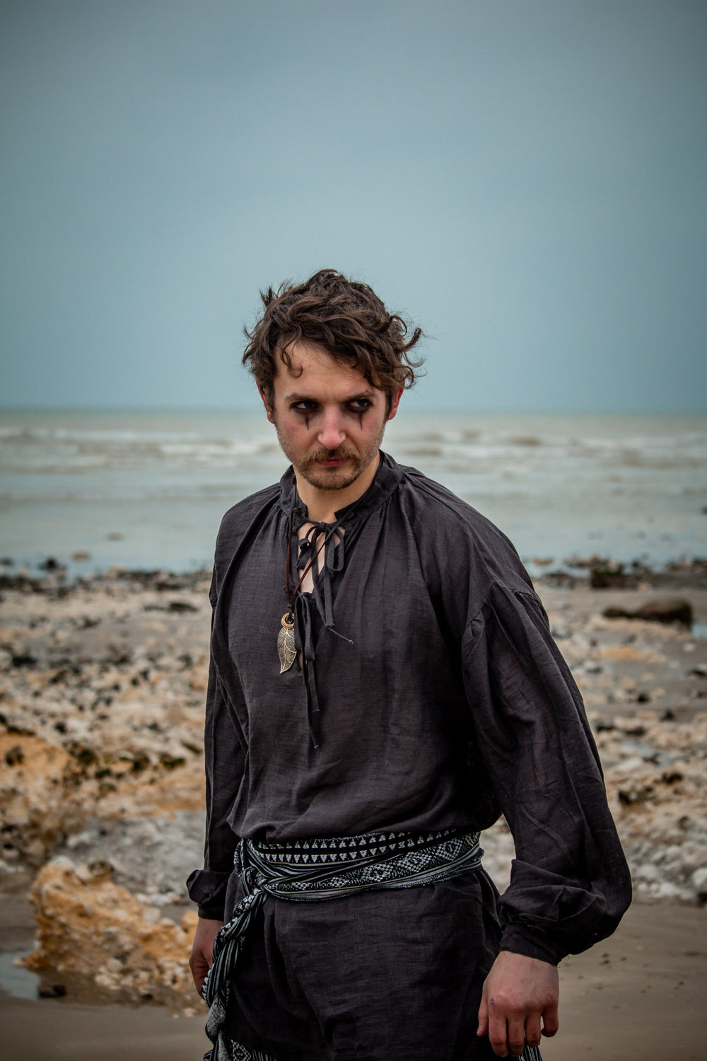 medieval shirt in dark grey for Ren faire outfit
