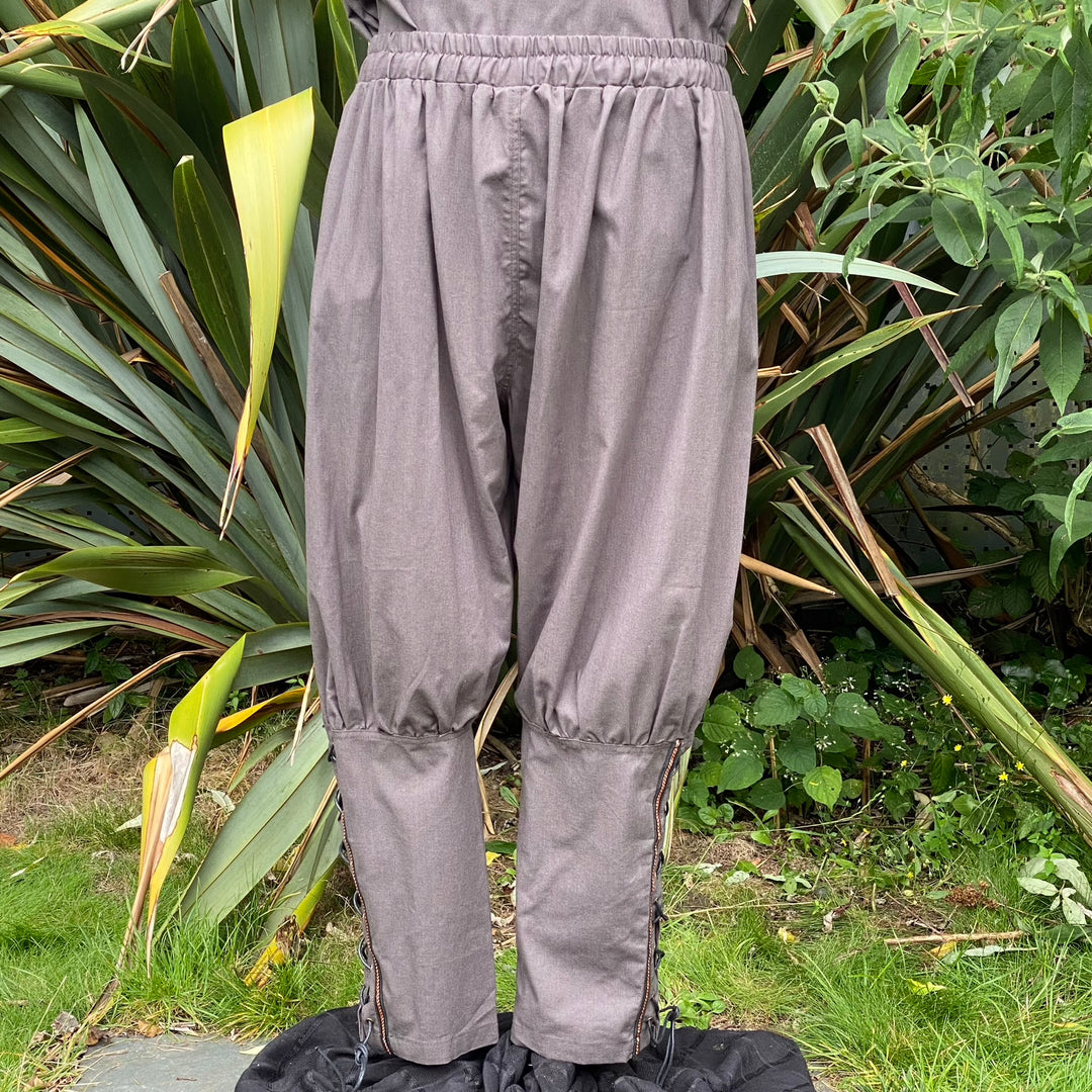 braiding accent on grey medieval trousers