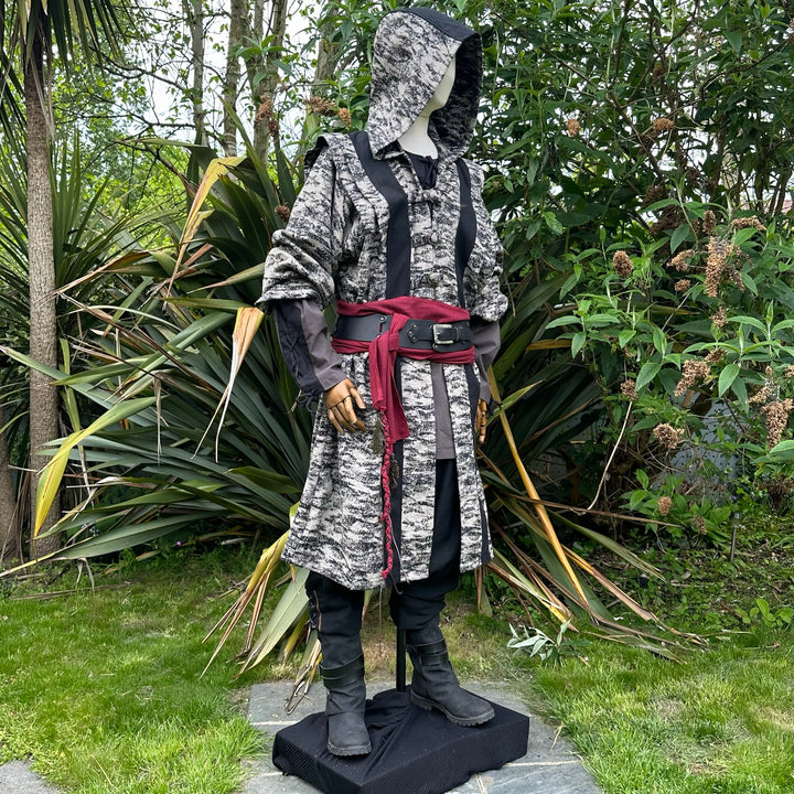 Tenue de GN Battle Mage Dark - 2 pièces ; Robe mi-longue et capuche écharpe