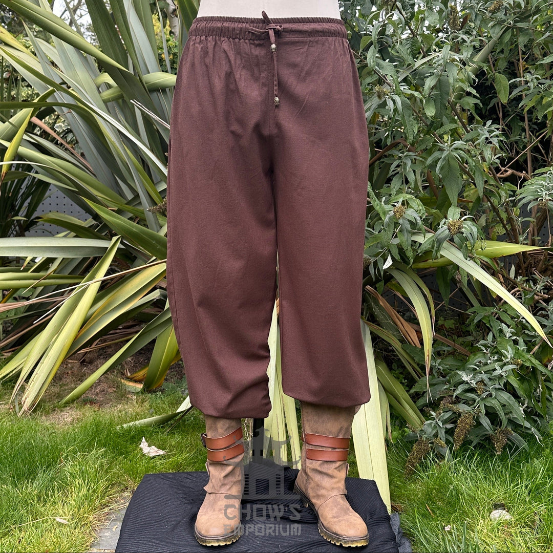 brown cotton medieval straight leg pants for LARP use