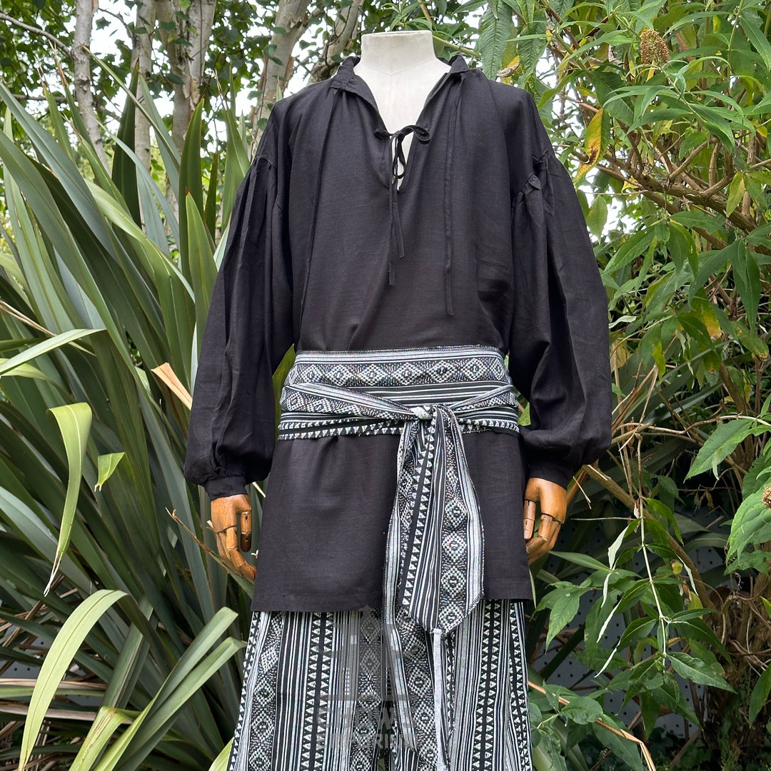black medieval shirt cotton linen for LARP and Renaissance faire