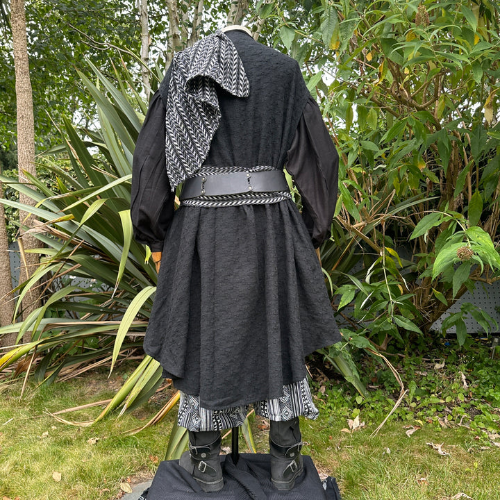 Rear view of pirate panel waistcoat and sash – LARP or cosplay outfit with belt