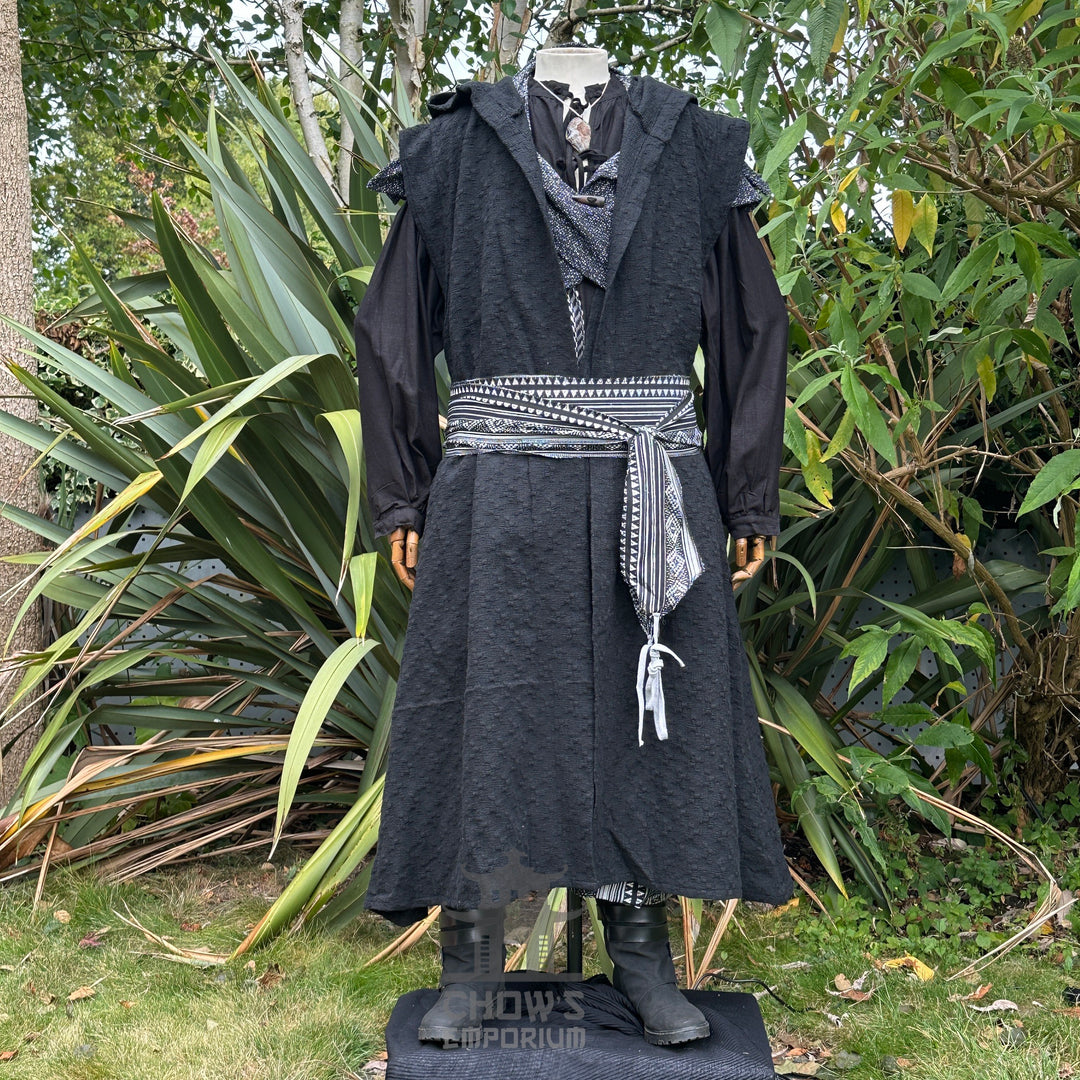 The Spellcaster Set - 5 pieces (Hooded Sleeveless Robe, Hood, Shirt, Trousers, Sash)