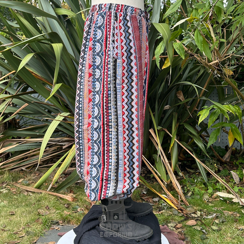 medieval hero trousers in nordic zigzag cotton pattern