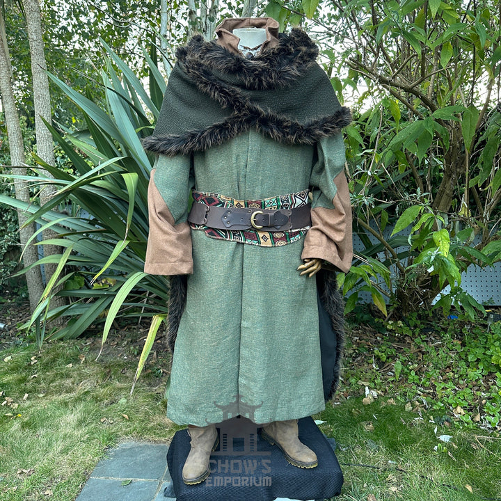Medieval Forest Warlock Outfit - 5 pieces (Cape, Robe, Belt, Sash & Necklace)