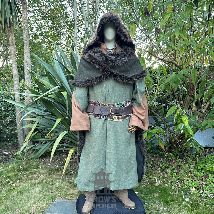 Medieval Forest Warlock Outfit - 5 pieces (Cape, Robe, Belt, Sash & Necklace)