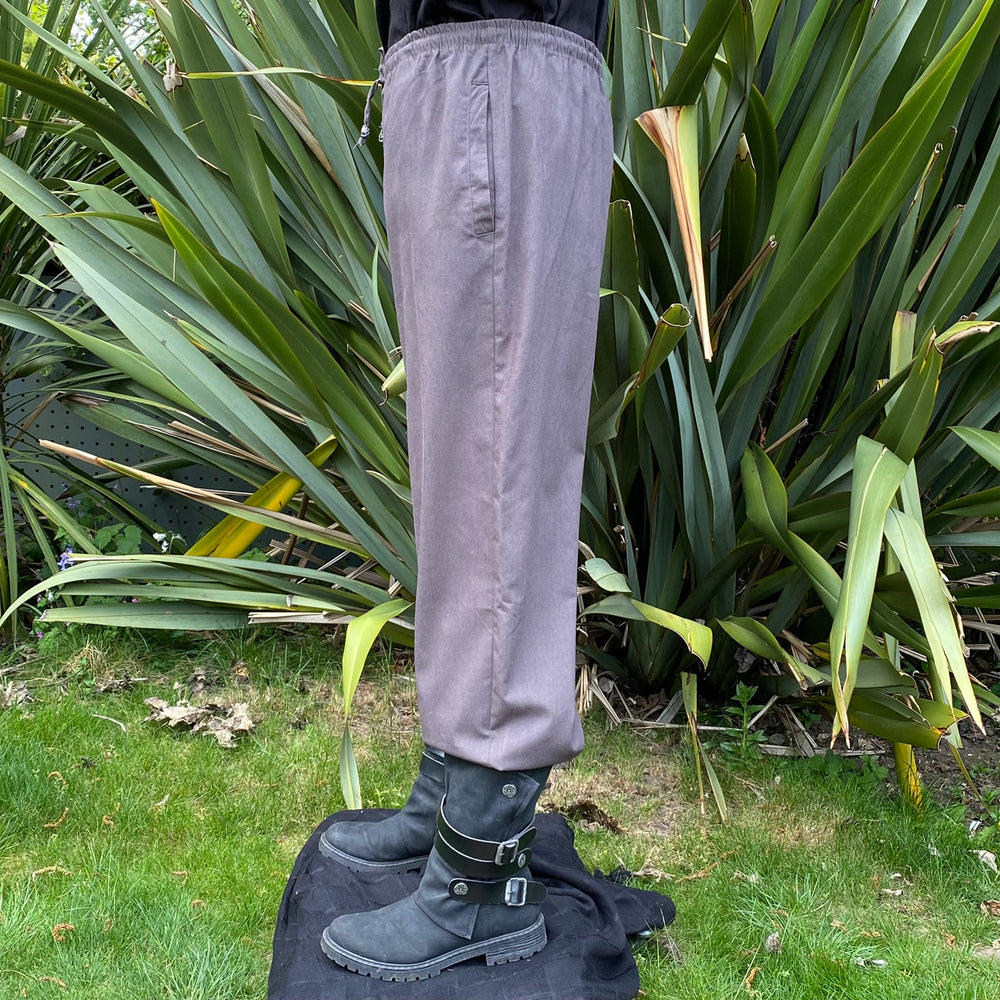 straight-leg medieval pants in grey cotton fabric