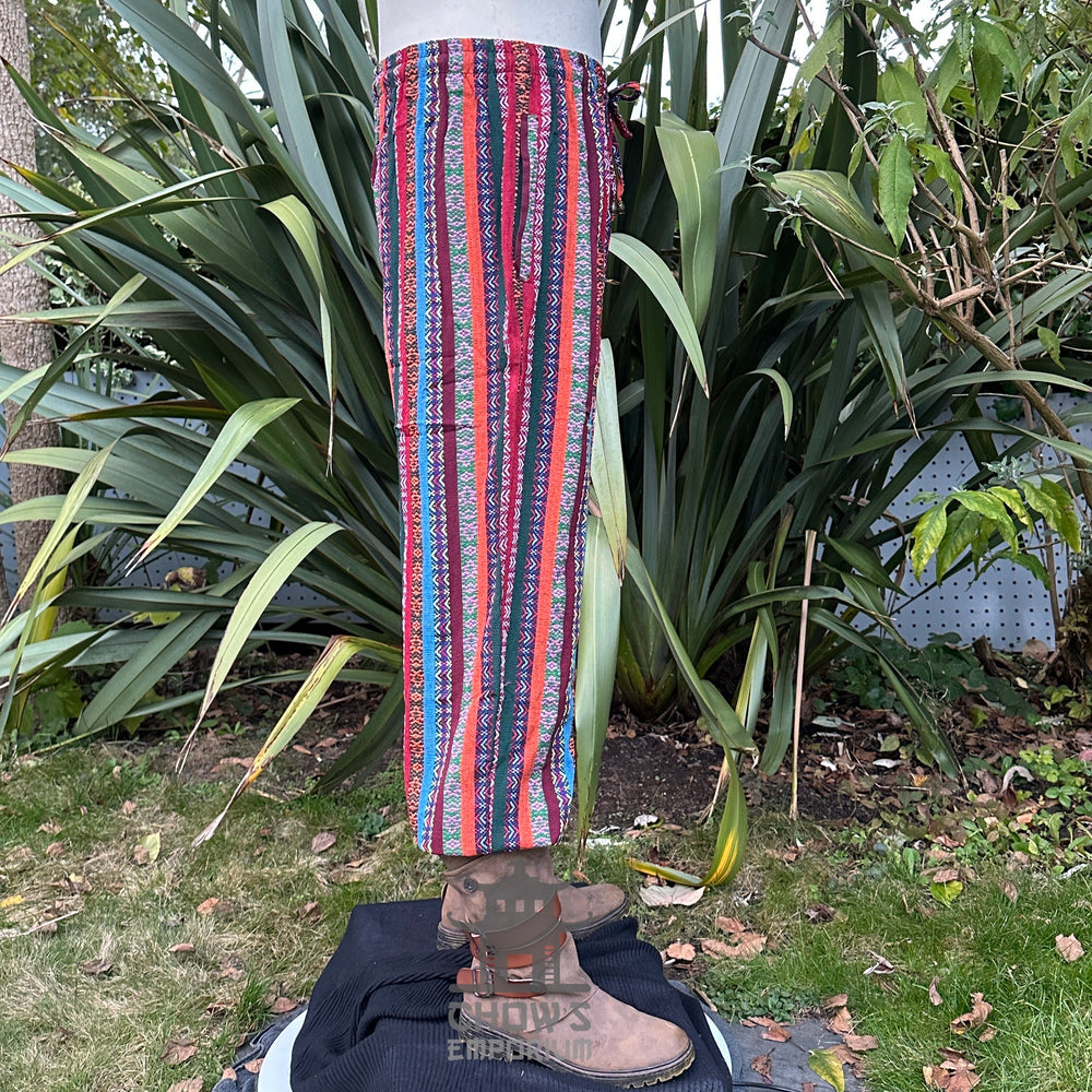 multicolor medieval trousers styled for cosplay