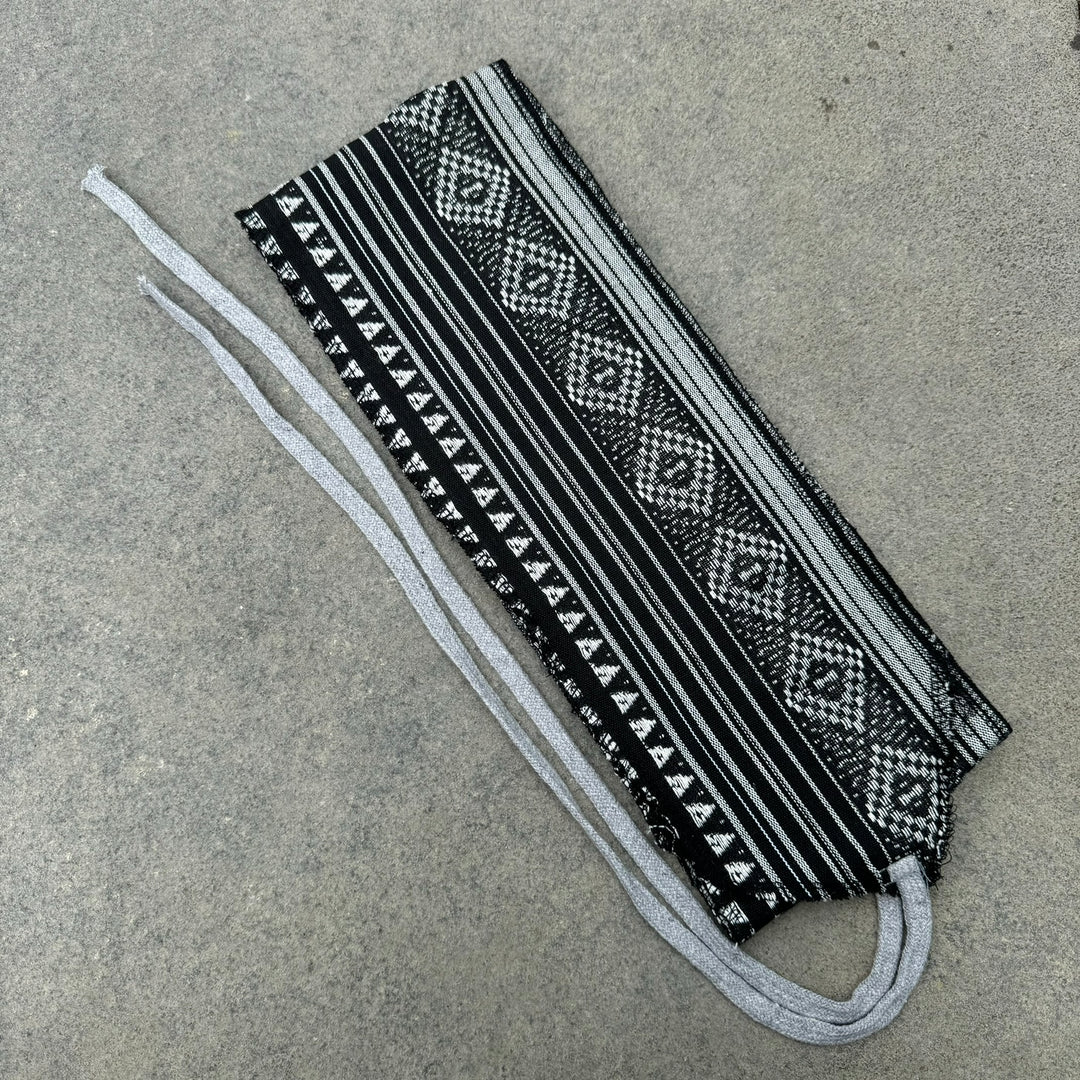 LARP Belt and Sash Set - Black & White Multi Pattern - Buffalo Leather
