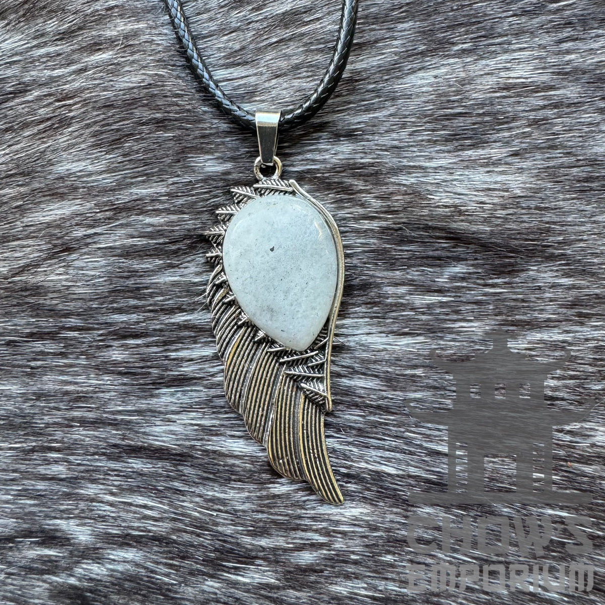 White Lapis Lazuli and Feather Necklace | Fantasy Accessory | From