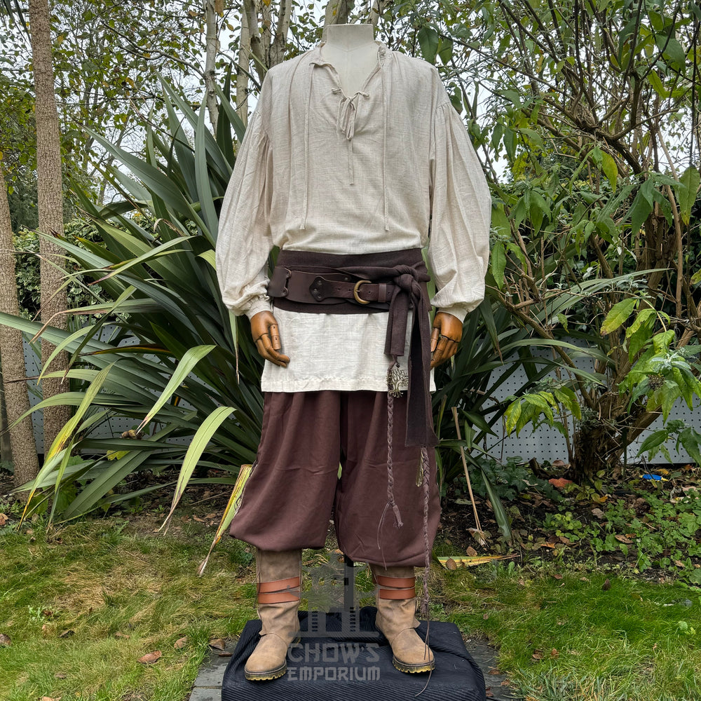 cotton-linen medieval shirt in natural tone for fantasy costume