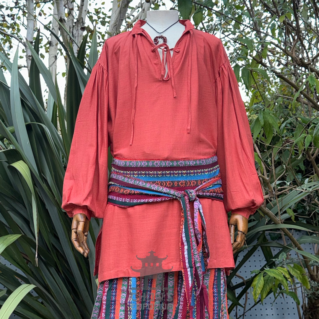 rust cotton-linen medieval shirt for LARP and Renaissance faire