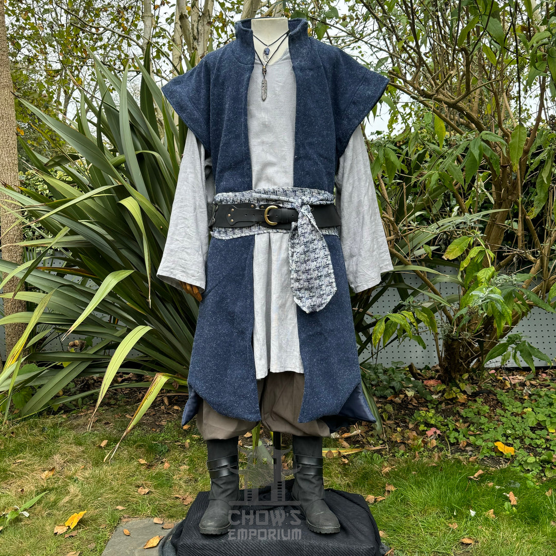 Elven Sage Outfit Set - 6 Pieces (Tunic, Waistcoat, Pants, Sash, Armwraps, Necklace)