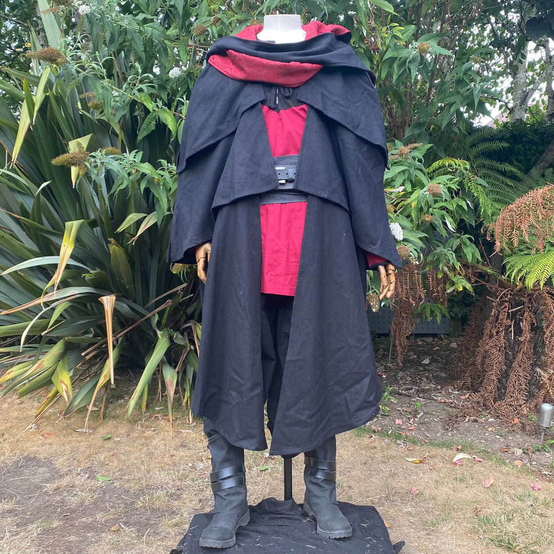 Blood Mage LARP Outfit - 4 Piece Set; Three Layer Cloak, Shirt, Trousers, Belt - Chows Emporium Ltd