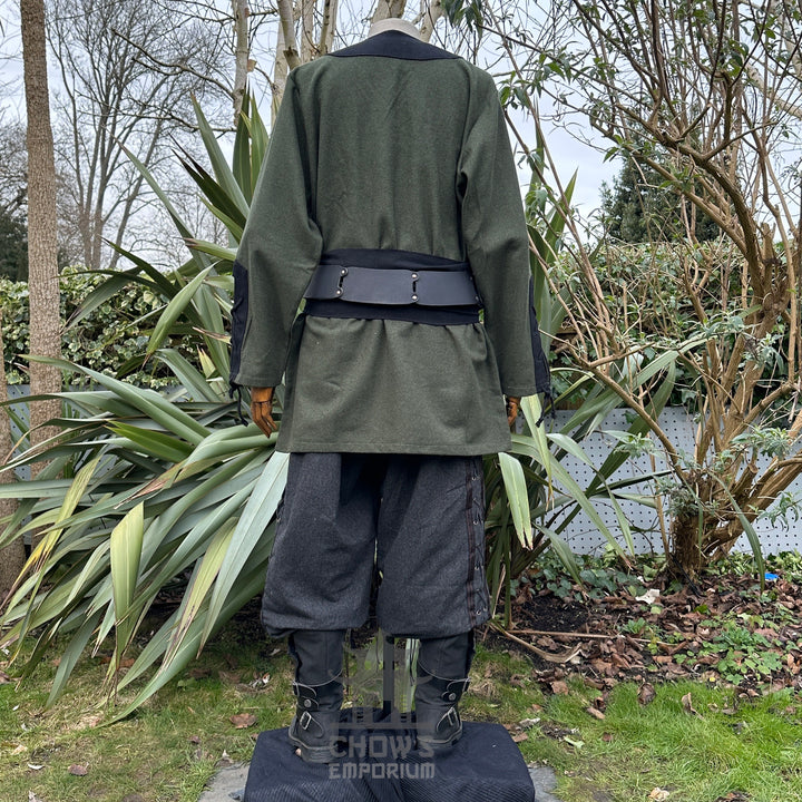 LARP-Wikingerhemd – zweifarbig schwarz und rot – leichter Wollmix