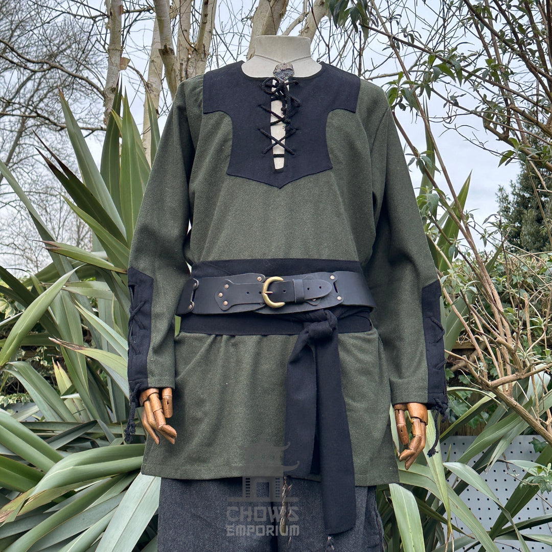 green black wool Viking shirt for LARP and Renaissance faire