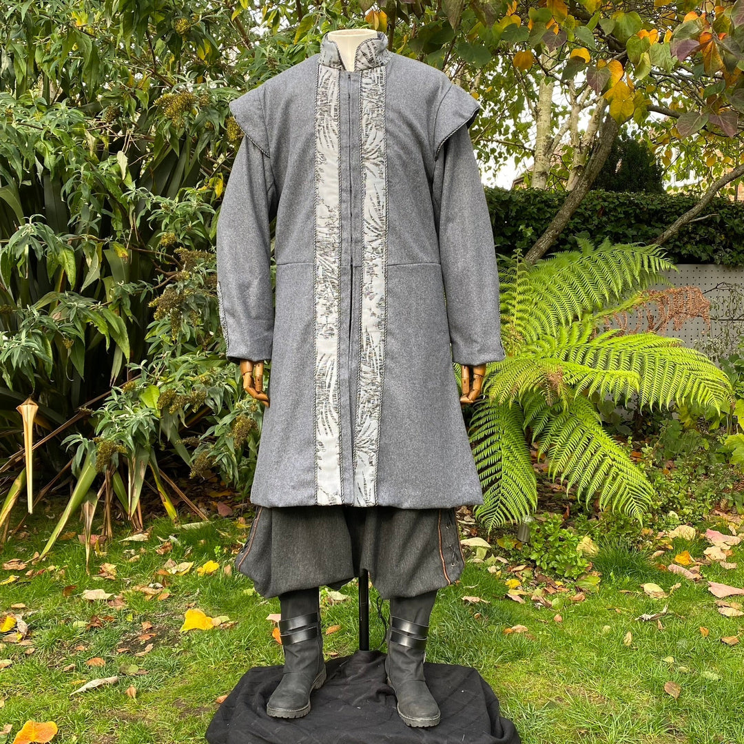 Shadow Master LARP Outfit - 6 Pieces; Purple Panel Waistcoat, Jacket, Ornate Hood & Vambraces, Belt - Chows Emporium Ltd