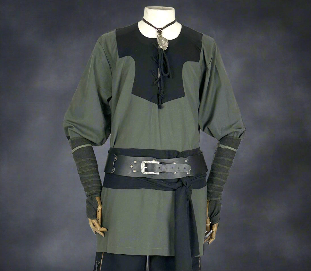 slate green black cotton Viking shirt for LARP and Renaissance faire