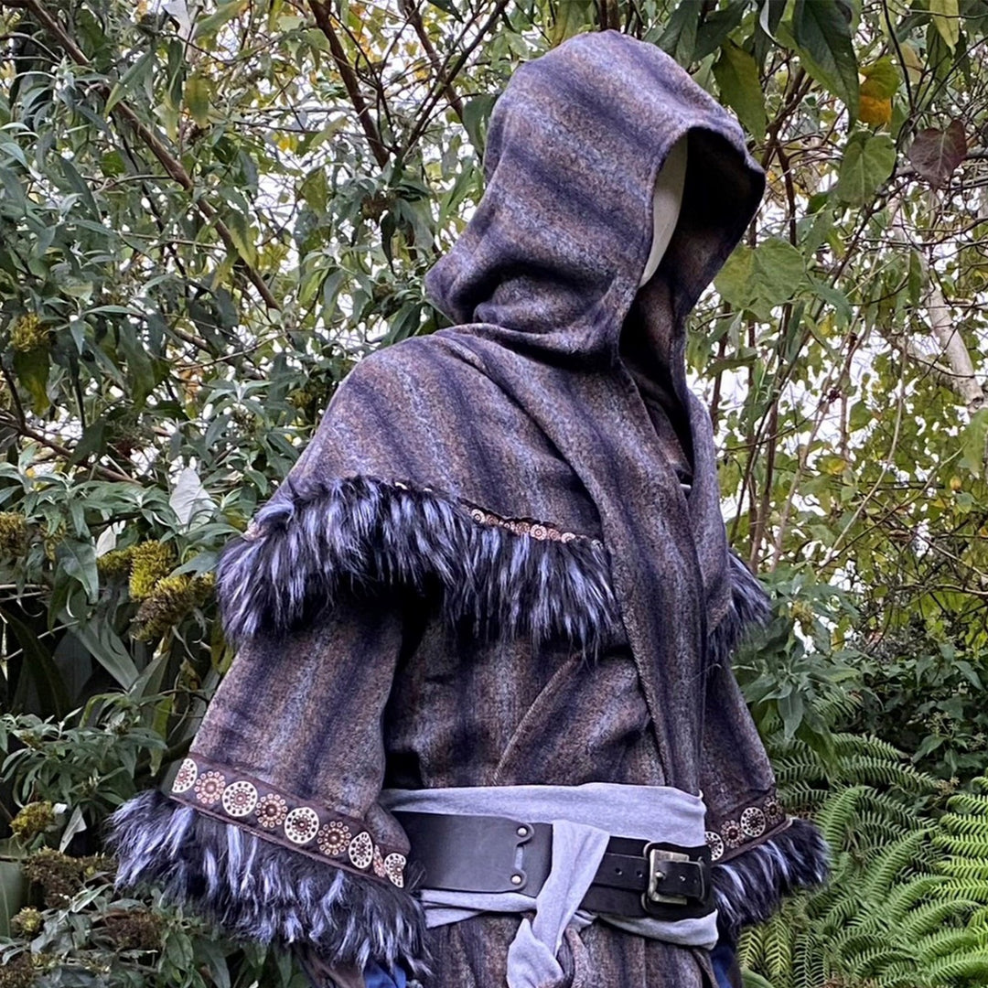 Arcane Warrior LARP Outfit - 4 pieces; Cloak, Blue & Grey - Tunic, Hood and Sash - Chows Emporium Ltd