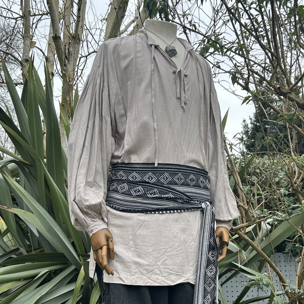 medieval shirt in light grey cotton linen for fantasy costume