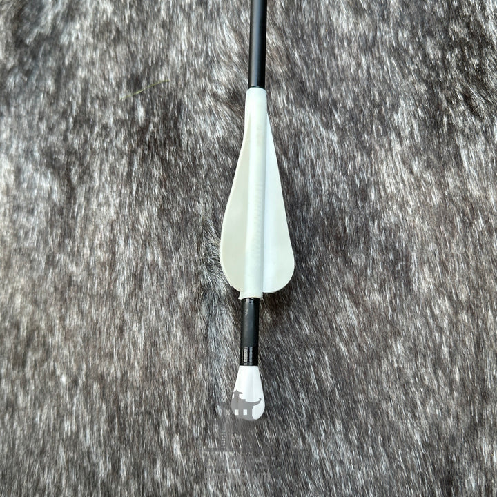 Bow arrow with white nock on a textured gray background