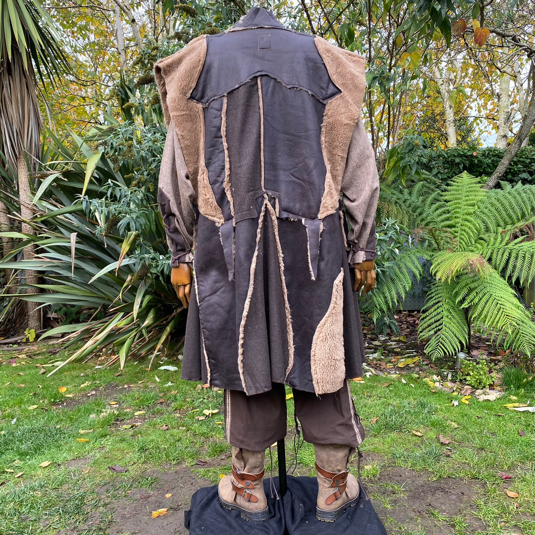 Ranger of Middle Earth LARP Outfit - 3 Pieces; Faux Leather Fleece Lined Waistcoat, Hood, Sash - Chows Emporium Ltd