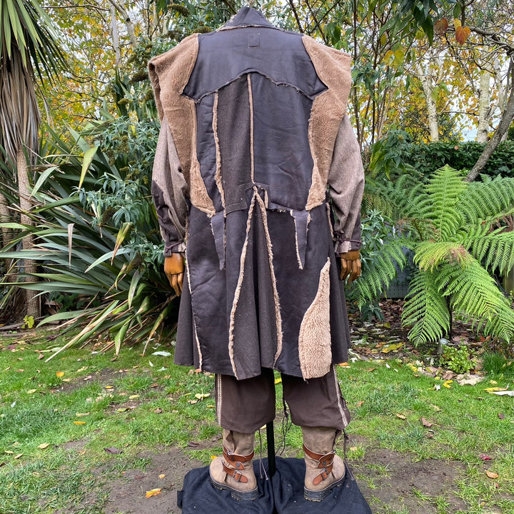 Ranger of Middle Earth LARP Outfit - 3 Pieces; Faux Leather Fleece Lined Waistcoat, Hood, Sash - Chows Emporium Ltd