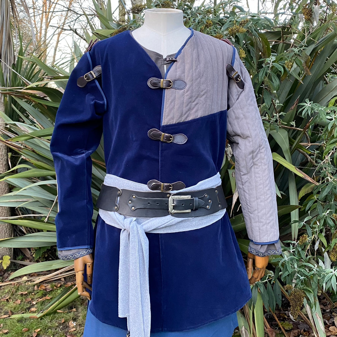 Azure Warrior LARP Outfit - 2 Piece Set; Padded Gambeson Jacket & Hood - Chows Emporium Ltd
