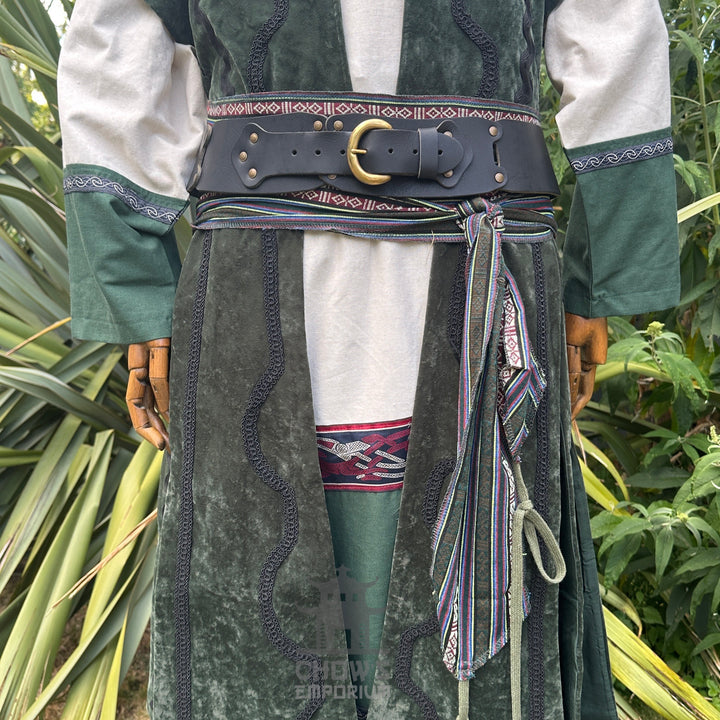 Emerald Viking Outfit - 5 Pieces (Waistcoat, Tunic, Pants, Belt, Sash)