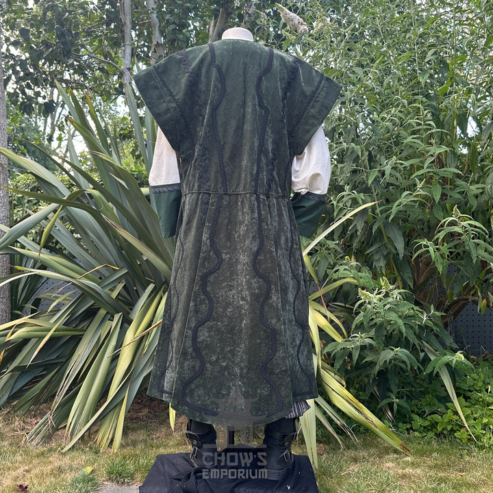 Emerald Viking Outfit - 5 Pieces (Waistcoat, Tunic, Pants, Belt, Sash)