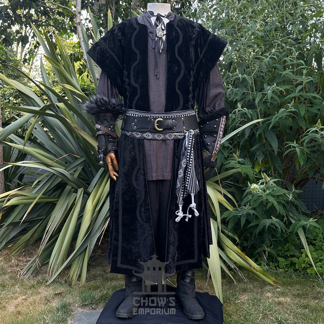 Master Necromancer Outfit -7 Pieces  (Waistcoat, Hood, Vambraces, Shirt, Trousers, Belt, Sash)