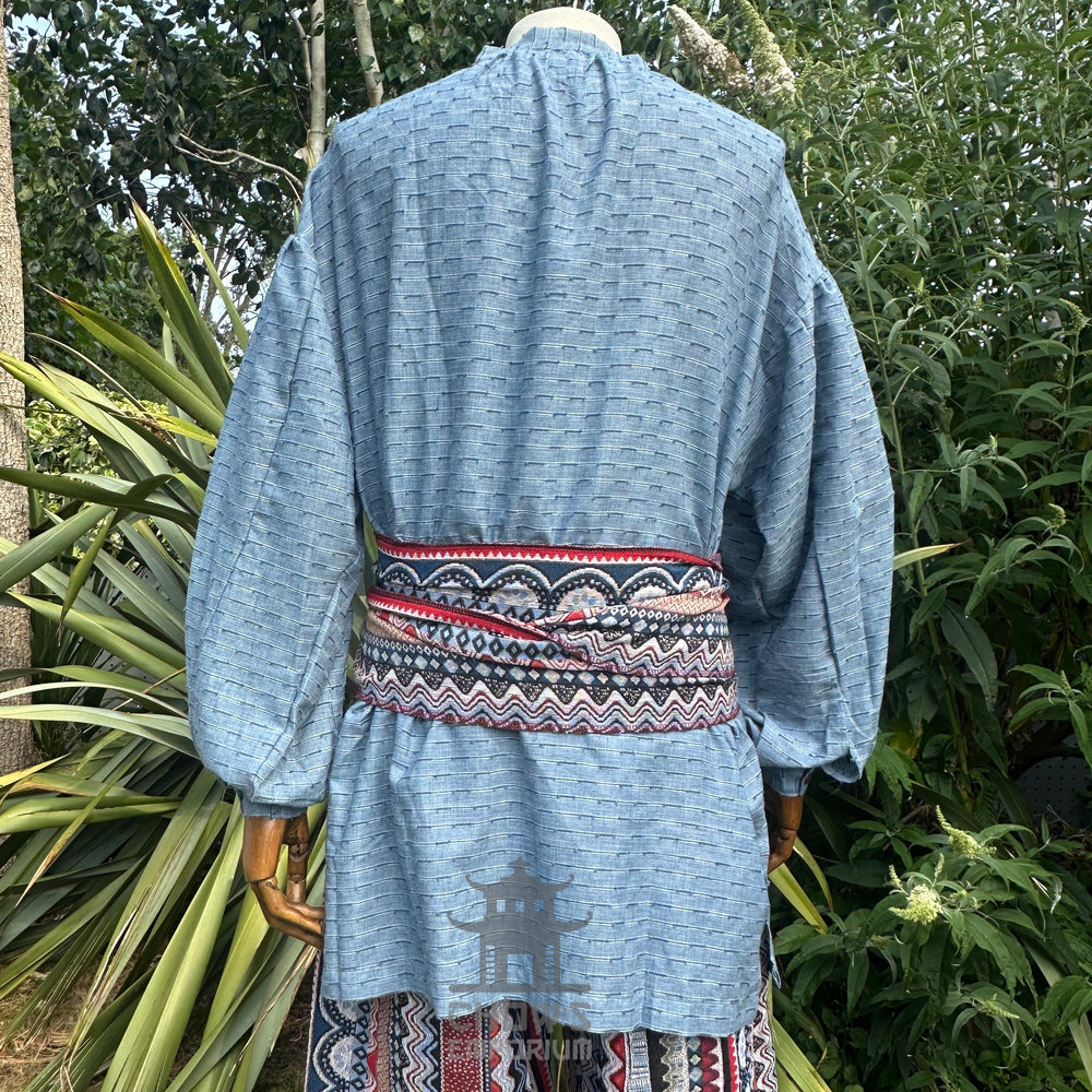 textured blue medieval shirt for Renaissance faire outfit