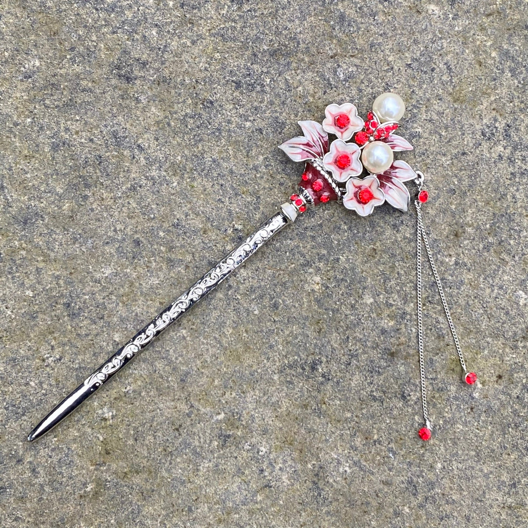 Hairpin, Flowers and Pearls (Silver and Gold) - Chows Emporium Ltd