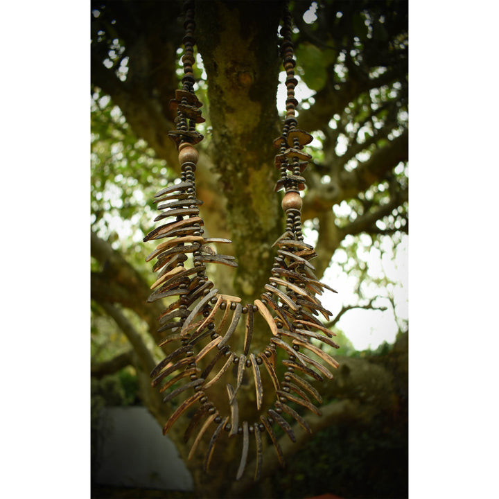 Triple Stranded Layered Tooth Necklace - Brown - LARP Costume Jewellery - Chows Emporium Ltd