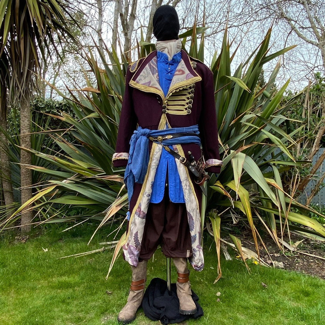 Pirate King LARP Outfit - 2 Piece Set; Maroon Coat, Thin Gambeson - Chows Emporium Ltd