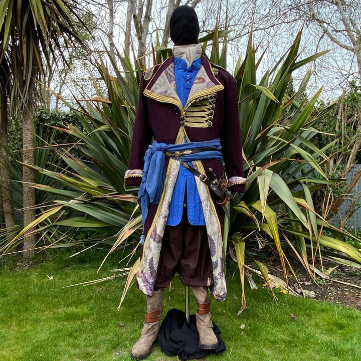 Pirate King LARP Outfit - 2 Piece Set; Maroon Coat, Thin Gambeson - Chows Emporium Ltd
