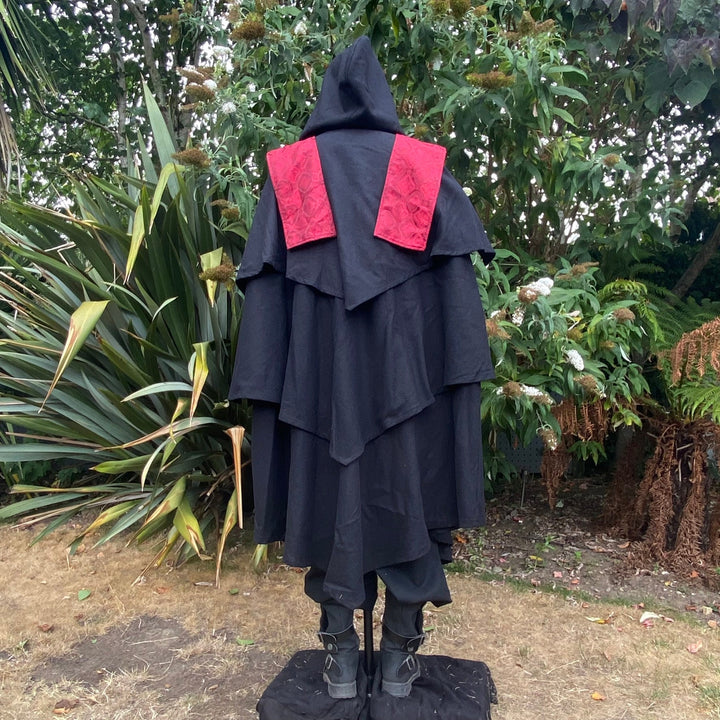 Blood Mage LARP Outfit - 4 Piece Set; Three Layer Cloak, Shirt, Trousers, Belt - Chows Emporium Ltd