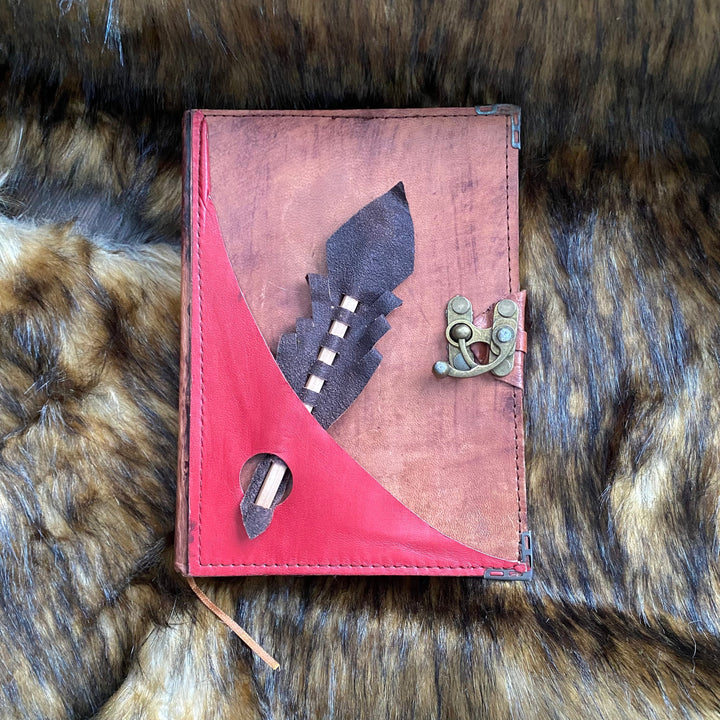 Leather Bound Journal with Metal Clasp and Leather Pencil Pocket - Brown A5 Note Book - Chows Emporium Ltd