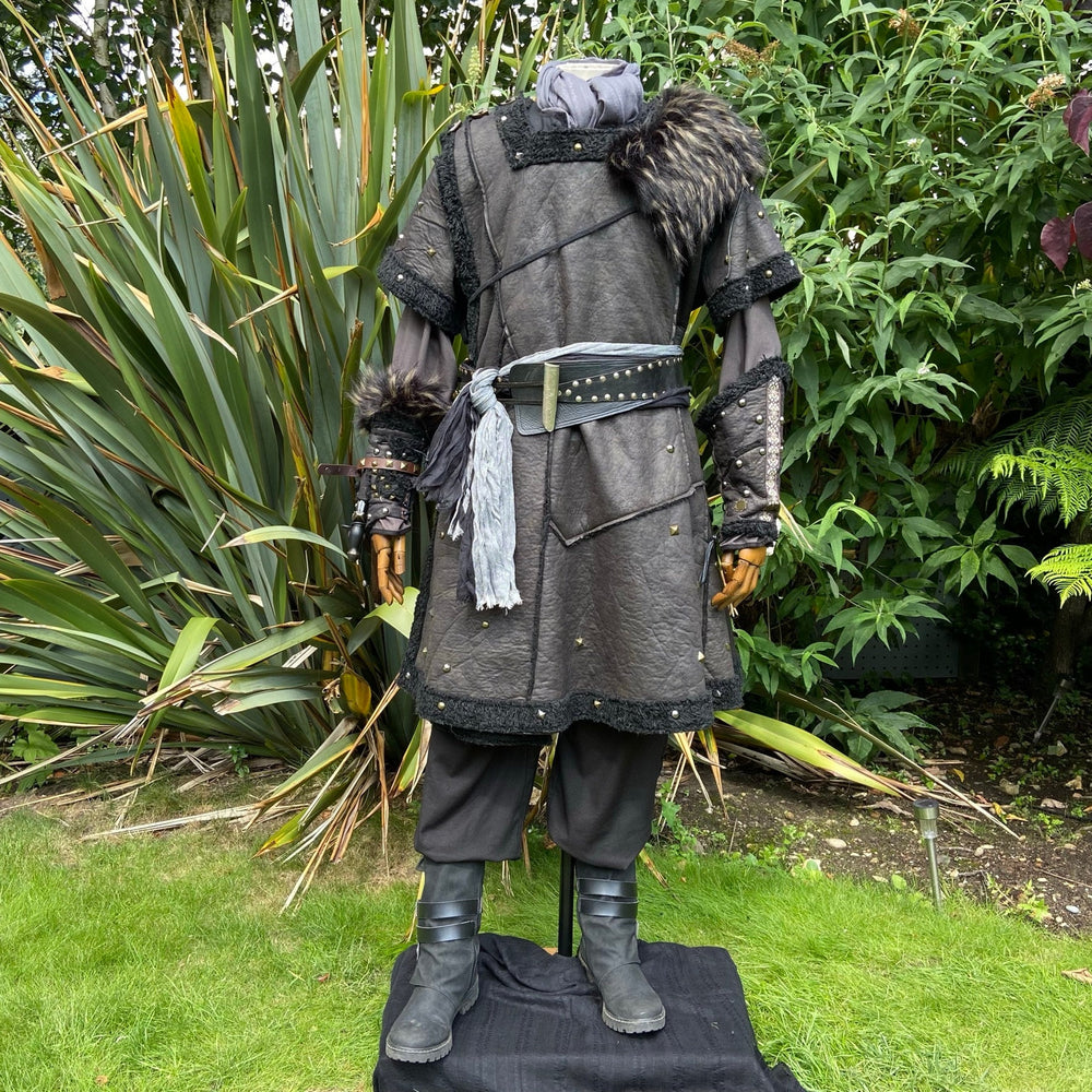 studded black faux leather medieval tunic