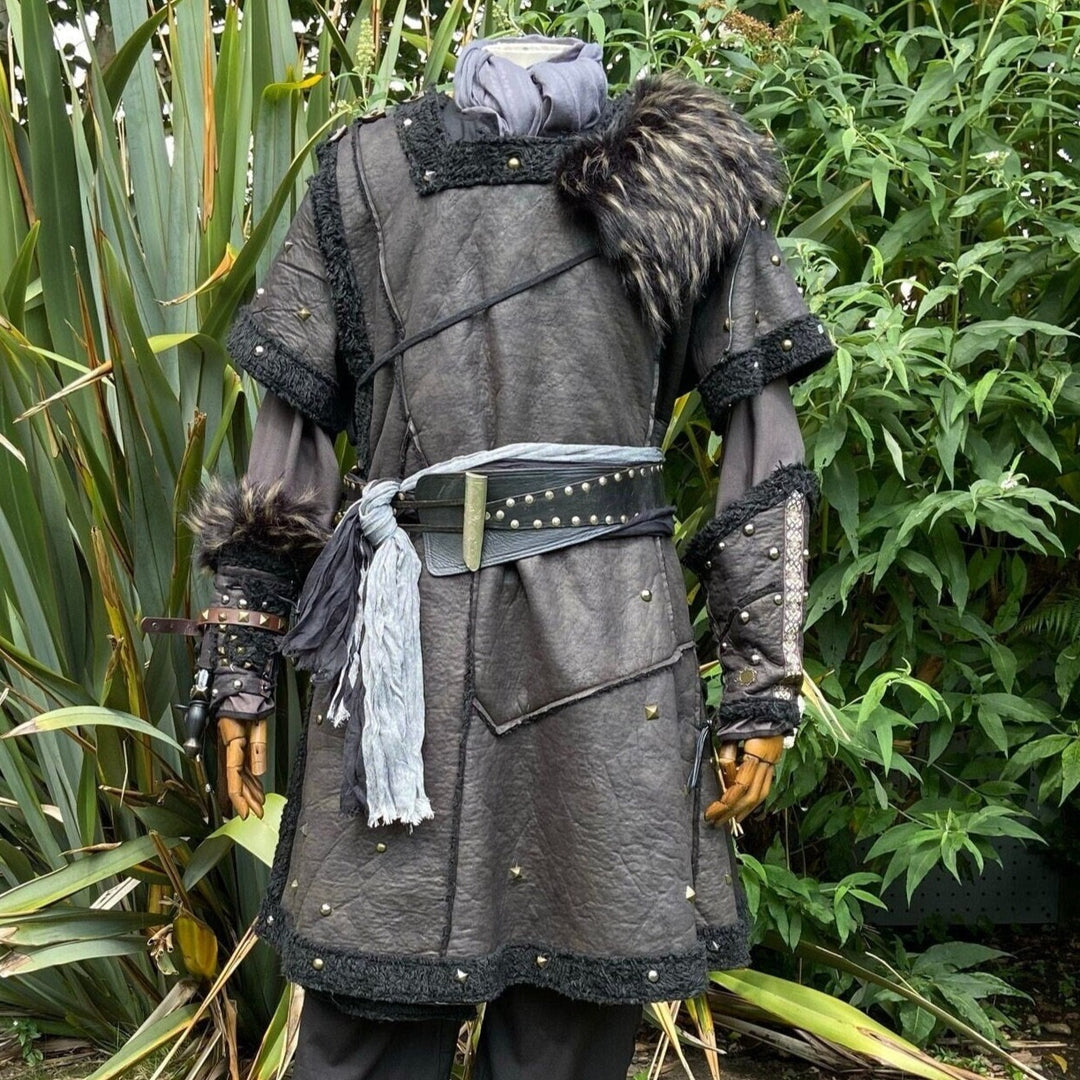 black faux leather tunic with studs for LARP