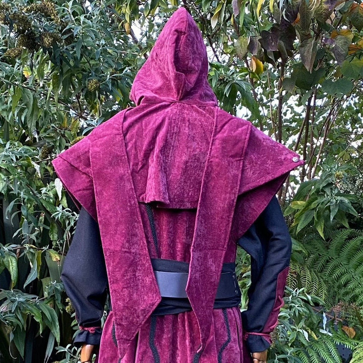 This LARP Hood is Red with a Wrap Around extention. This Viking Scarf Hood is made of Faux Suede Effect, and is Water Resistant and Warm: perfect for your LARP Character and LARP Costume, Cosplay Event, and Ren Faire.