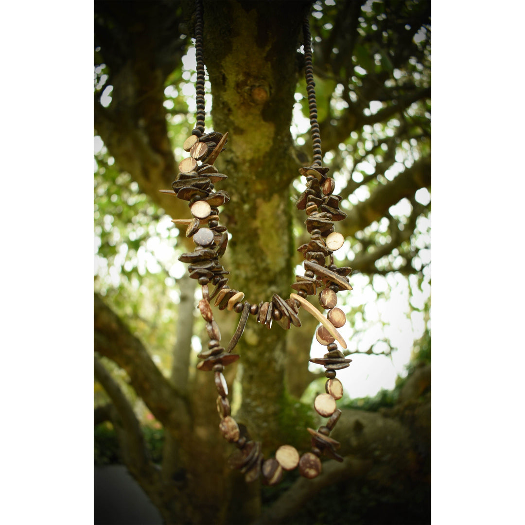 Double Stranded Layered Tooth Necklace 2 - Brown - LARP Costume Jewellery - Chows Emporium Ltd