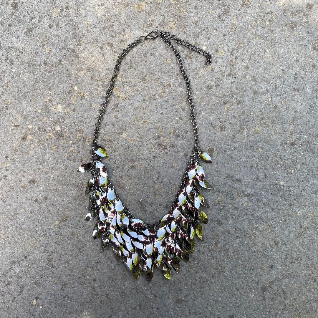 LARP Chainmail Necklace - Dark Silver - 6 Layered Leaf Necklace - Chows Emporium Ltd