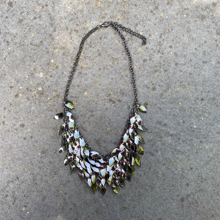 LARP Chainmail Necklace - Dark Silver - 6 Layered Leaf Necklace - Chows Emporium Ltd