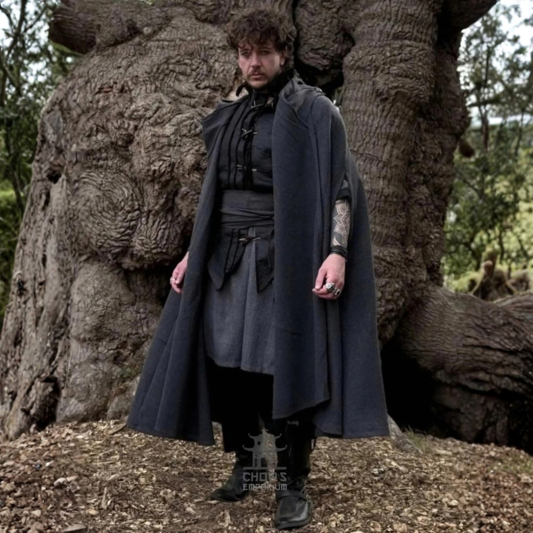 Grey Wool Hooded Cloak and Robe