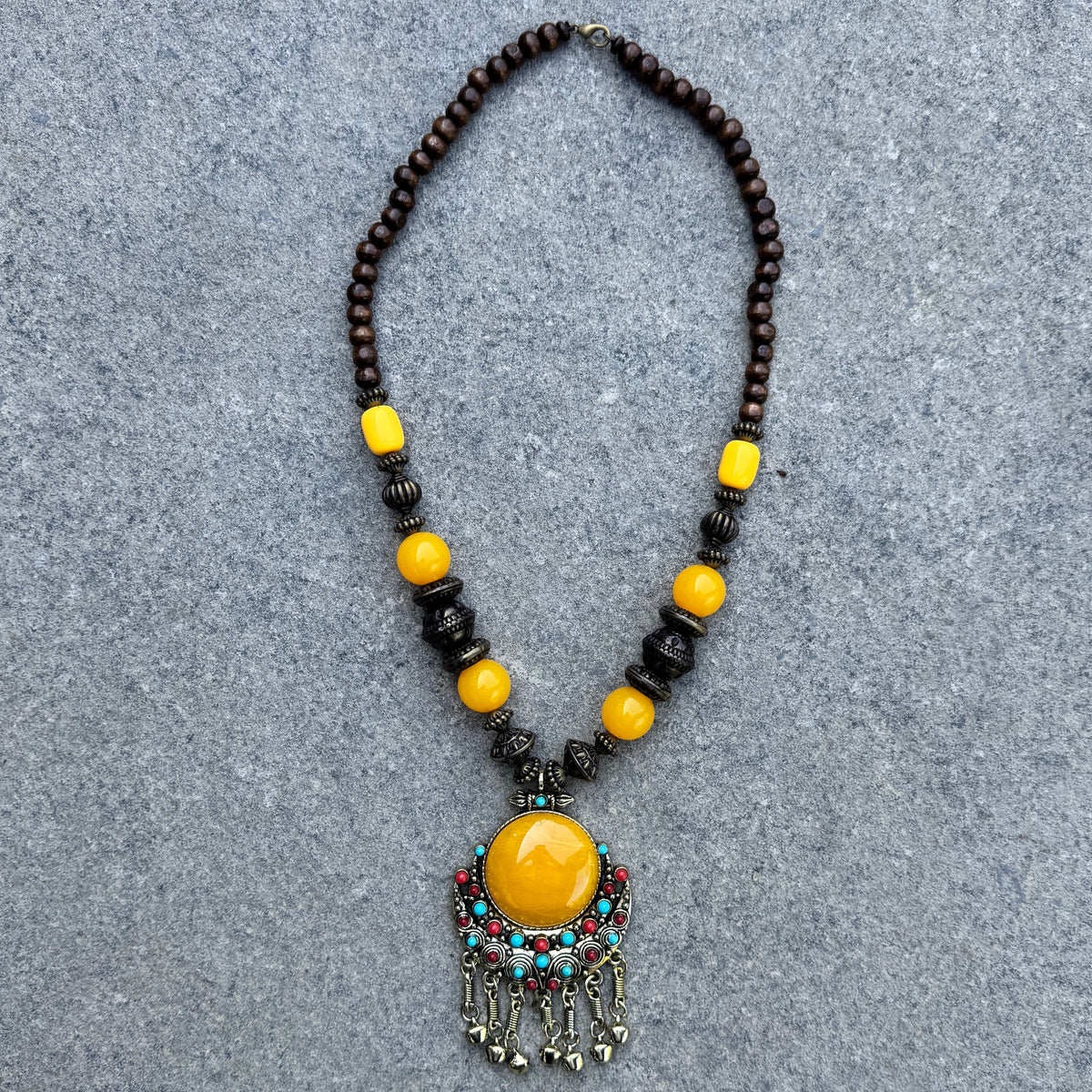 Bohemian Yellow and Turquoise Necklace