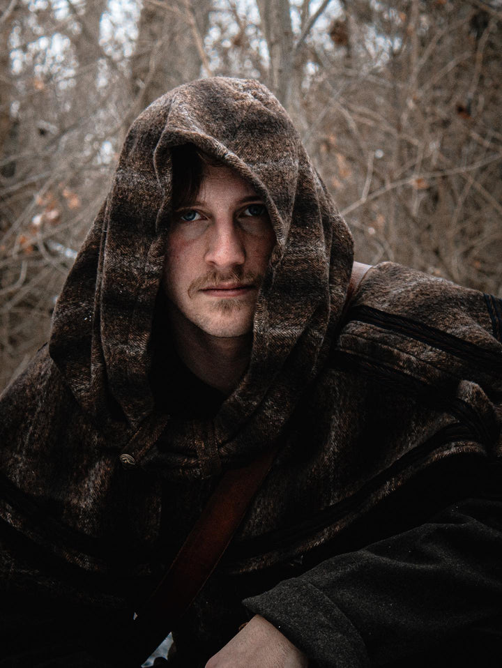 LARP Snood-Kapuze - braune Mohairwolle