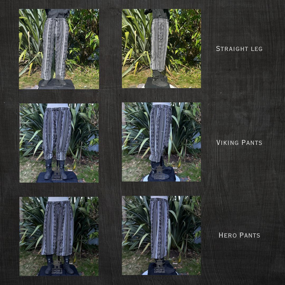 Medieval LARP outfit with cloak, tunic, trousers, and sash.