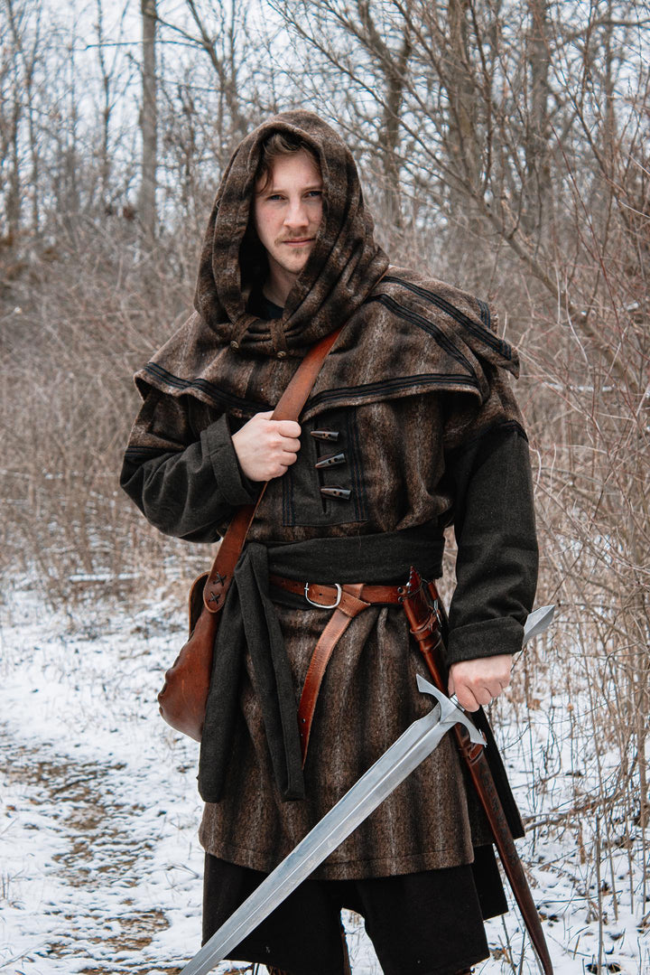 LARP Snood-Kapuze - braune Mohairwolle